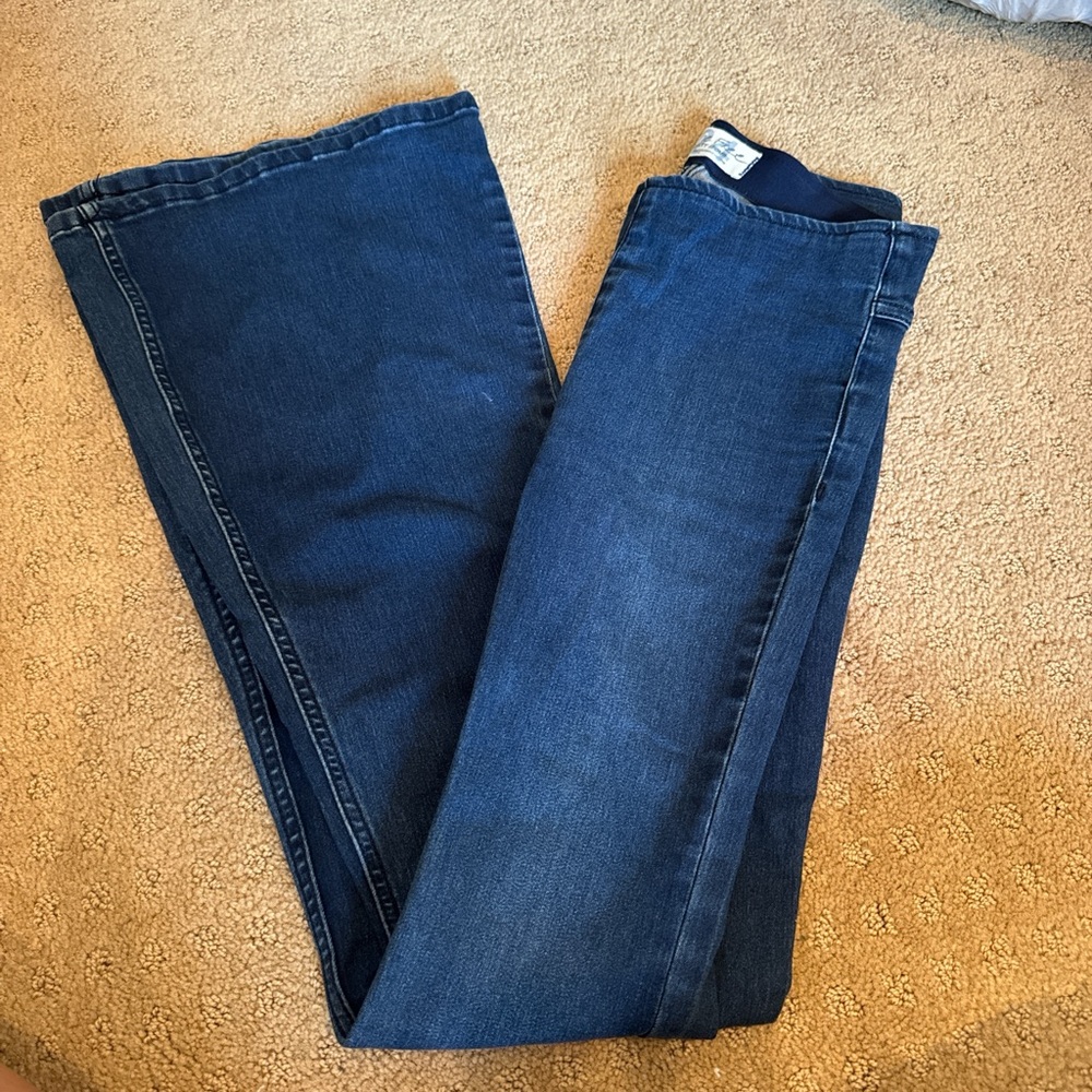 Free People Blue Flare Wide Leg Jeans